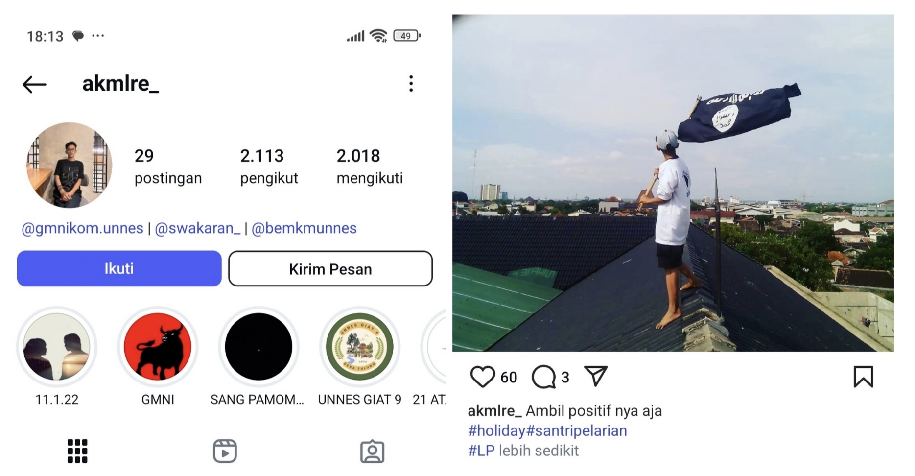 Mahasiswa UNNES Diduga Simpatisan ISIS Viral di Medsos, Terlibat Aksi Anarkis May Day Semarang