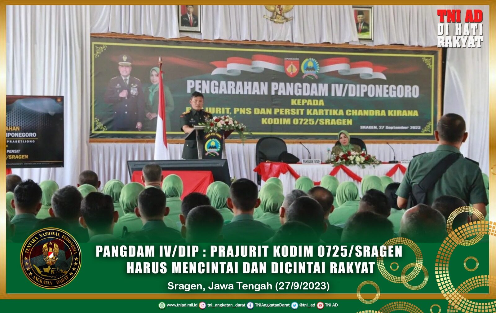 Prajurit Kodim 0725/Sragen Harus Mencintai dan Dicintai Rakyat
