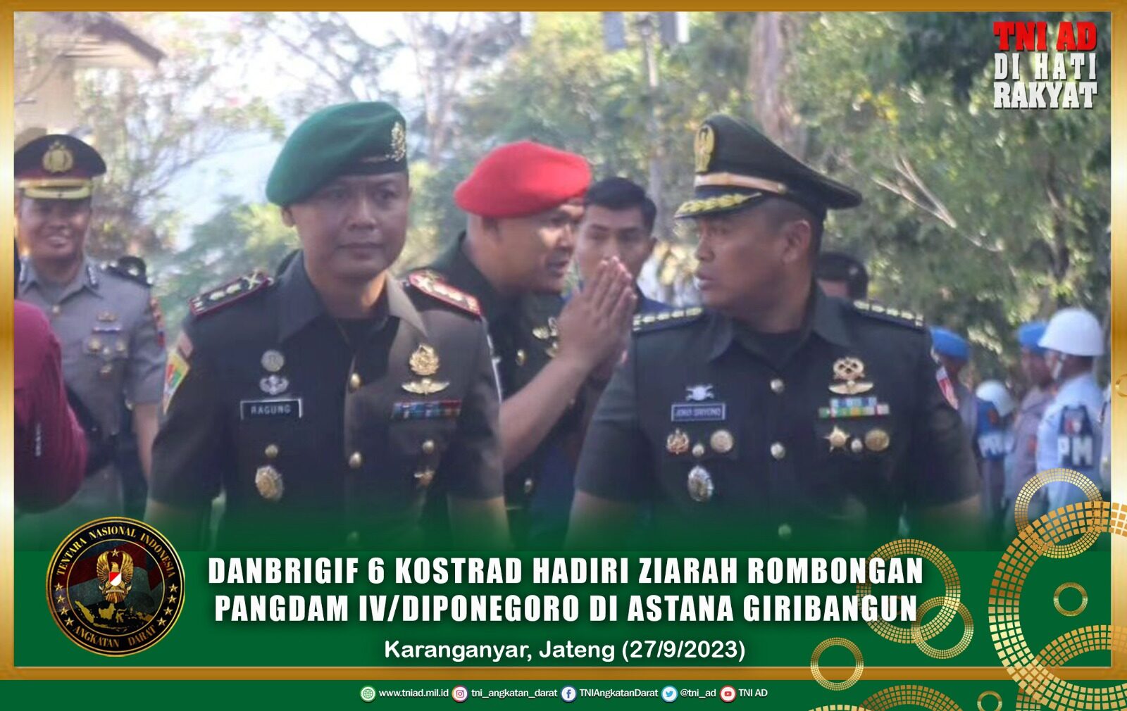 Danbrigif 6 Kostrad Hadiri Ziarah Rombongan Pangdam IV/Diponegoro di Astana Giribangun