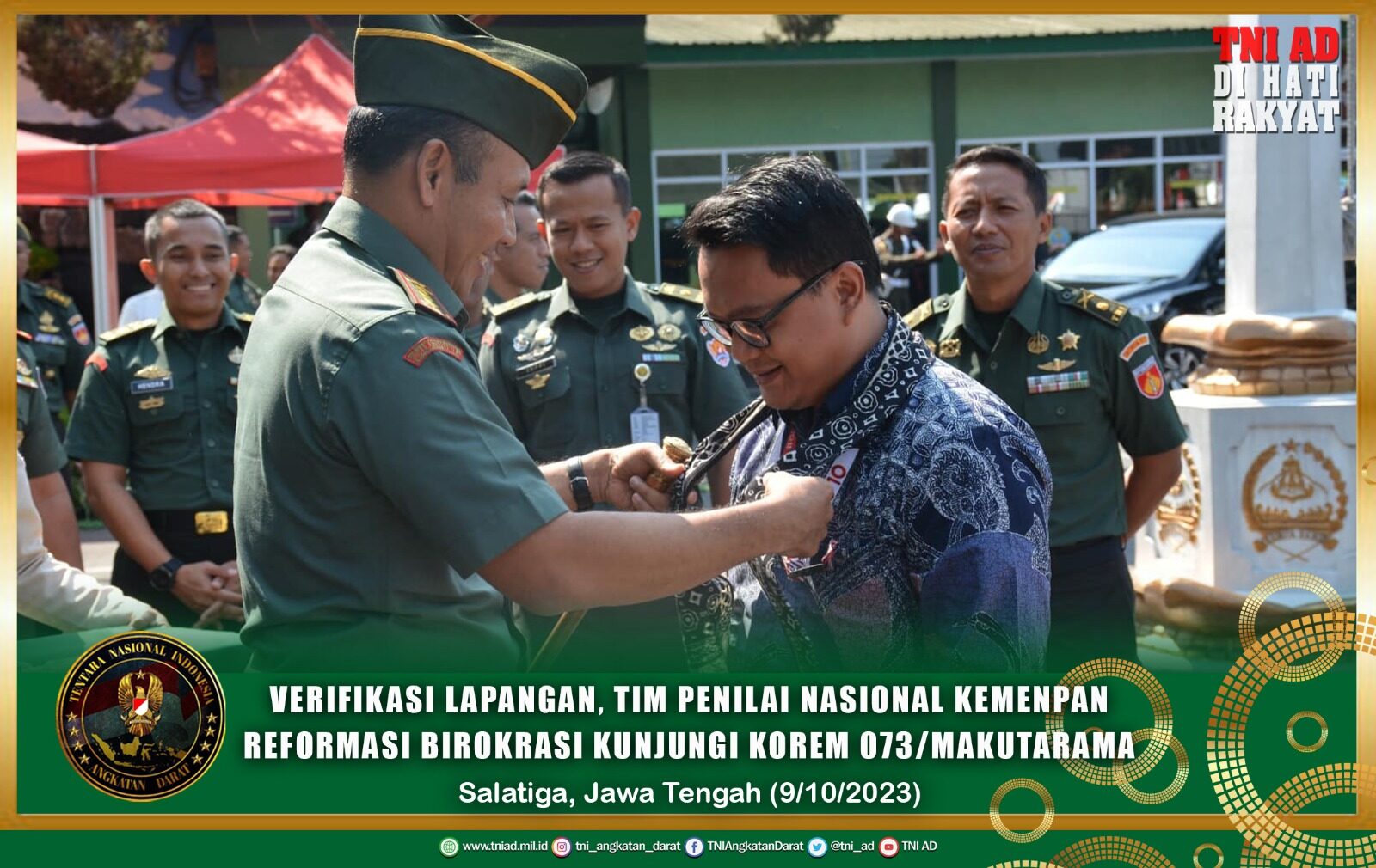 Verifikasi Lapangan, Tim Penilai Nasional Kemenpan Reformasi Birokrasi Kunjungi Korem 073/Makutarama