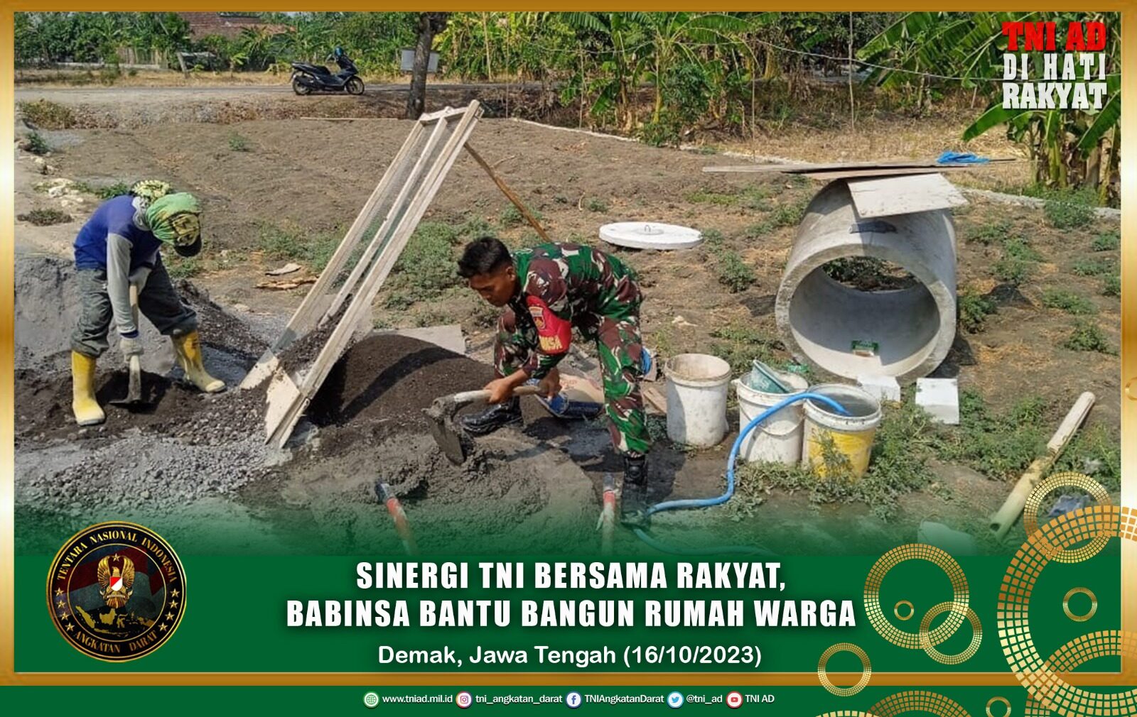 Sinergi TNI Bersama Rakyat, Babinsa Bantu Bangun Rumah Warga