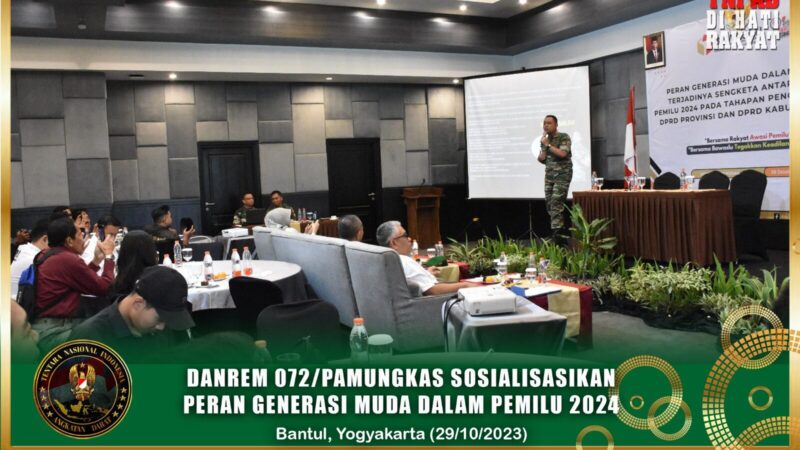 Danrem 072/Pamungkas Sosialisasikan Peran Generasi Muda Dalam Pemilu 2024