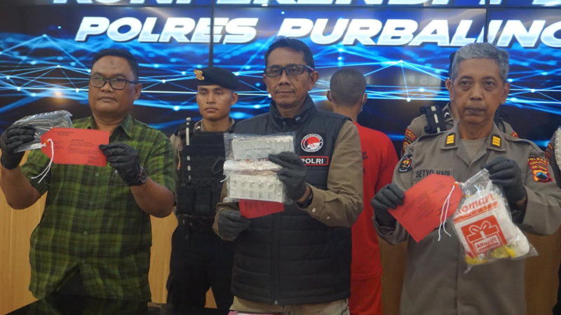 Polres Purbalingga Ringkus Pria Pengguna Sabu Sekaligus Pengedar Obat Terlarang