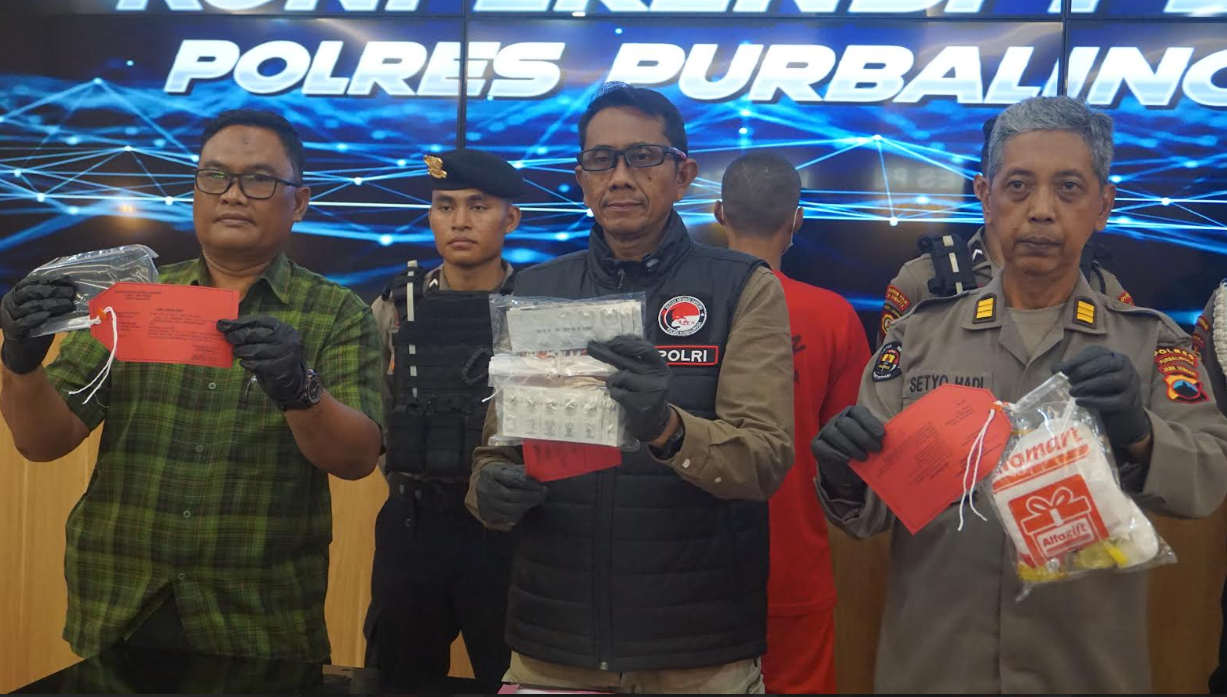 Polres Purbalingga Ringkus Pria Pengguna Sabu Sekaligus Pengedar Obat Terlarang
